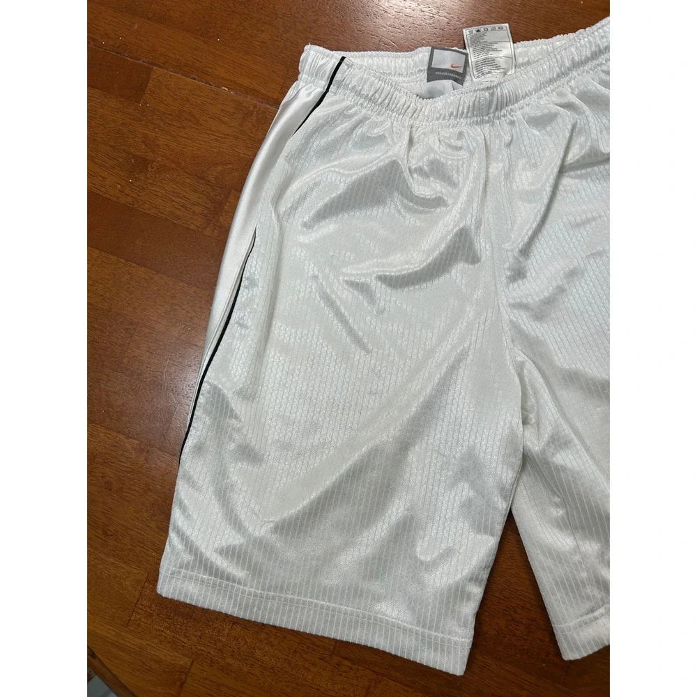 Vintage Nike Basketball Shorts Boys Medium White Shiny Shimmer Silky